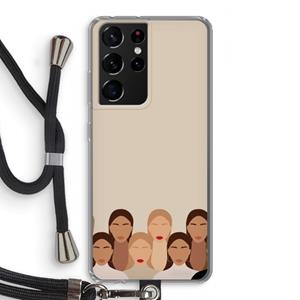 CaseCompany Girls girls girls: Samsung Galaxy S21 Ultra Transparant Hoesje met koord