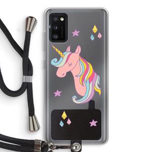 CaseCompany Roze eenhoorn: Samsung Galaxy A41 Transparant Hoesje met koord