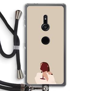 CaseCompany I drink wine: Sony Xperia XZ2 Transparant Hoesje met koord