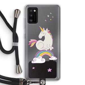 CaseCompany Regenboog eenhoorn: Samsung Galaxy A41 Transparant Hoesje met koord