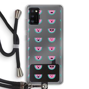 CaseCompany Smiley watermeloenprint: Samsung Galaxy A41 Transparant Hoesje met koord