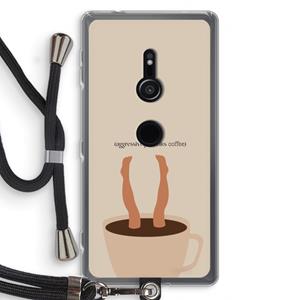 CaseCompany Aggressively drinks coffee: Sony Xperia XZ2 Transparant Hoesje met koord