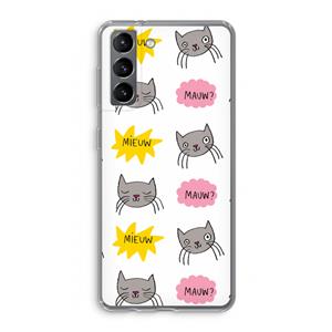 CaseCompany Meow: Samsung Galaxy S21 Transparant Hoesje