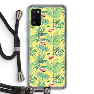 CaseCompany Flamingo party: Samsung Galaxy A41 Transparant Hoesje met koord