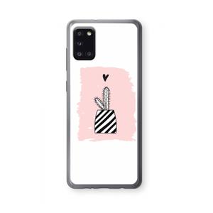 CaseCompany Zwart-wit cactus: Samsung Galaxy A31 Transparant Hoesje