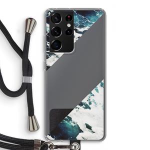 CaseCompany Golven: Samsung Galaxy S21 Ultra Transparant Hoesje met koord