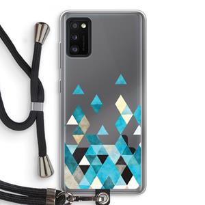 CaseCompany Gekleurde driehoekjes blauw: Samsung Galaxy A41 Transparant Hoesje met koord