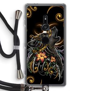 CaseCompany Huilende Wolf: Sony Xperia XZ2 Transparant Hoesje met koord