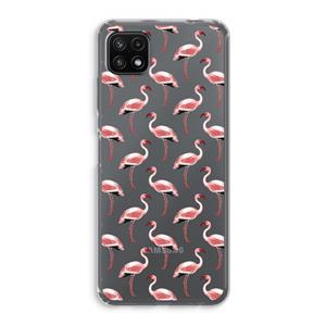 CaseCompany Flamingoprint groen: Samsung Galaxy A22 5G Transparant Hoesje
