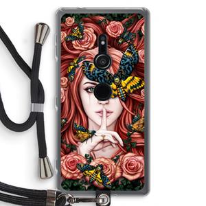 CaseCompany Lady Moth: Sony Xperia XZ2 Transparant Hoesje met koord