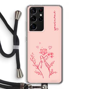 CaseCompany Giving Flowers: Samsung Galaxy S21 Ultra Transparant Hoesje met koord
