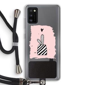 CaseCompany Zwart-wit cactus: Samsung Galaxy A41 Transparant Hoesje met koord