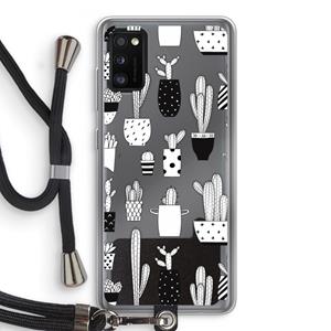 CaseCompany Cactusmotief: Samsung Galaxy A41 Transparant Hoesje met koord