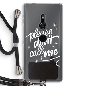 CaseCompany Don't call: Sony Xperia XZ2 Transparant Hoesje met koord
