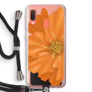 CaseCompany Orange Ellila flower: Samsung Galaxy A20e Transparant Hoesje met koord