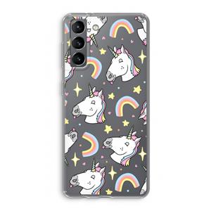 CaseCompany Rainbow Unicorn: Samsung Galaxy S21 Transparant Hoesje