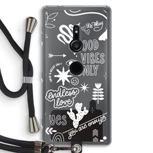 CaseCompany Good vibes: Sony Xperia XZ2 Transparant Hoesje met koord