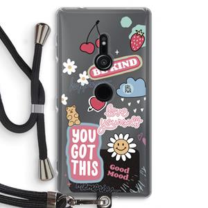 CaseCompany Positivity: Sony Xperia XZ2 Transparant Hoesje met koord