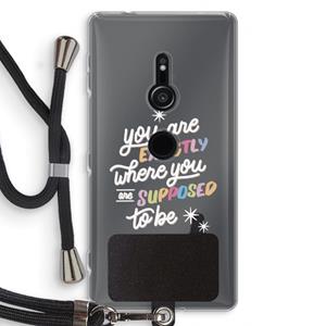 CaseCompany Right Place: Sony Xperia XZ2 Transparant Hoesje met koord