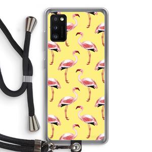 CaseCompany Flamingo's geel: Samsung Galaxy A41 Transparant Hoesje met koord