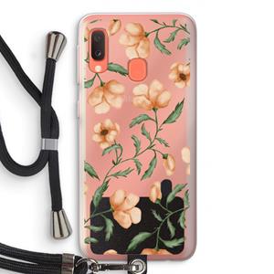 CaseCompany Peachy flowers: Samsung Galaxy A20e Transparant Hoesje met koord