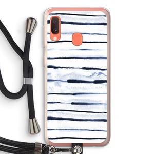 CaseCompany Ink Stripes: Samsung Galaxy A20e Transparant Hoesje met koord