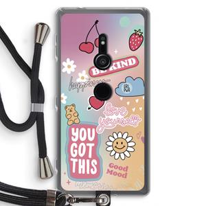 CaseCompany Positivity: Sony Xperia XZ2 Transparant Hoesje met koord