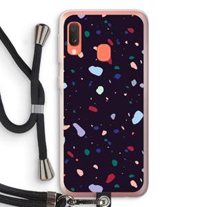 CaseCompany Dark Rounded Terrazzo: Samsung Galaxy A20e Transparant Hoesje met koord