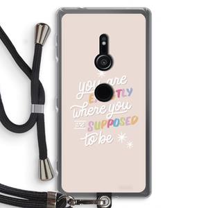 CaseCompany Right Place: Sony Xperia XZ2 Transparant Hoesje met koord