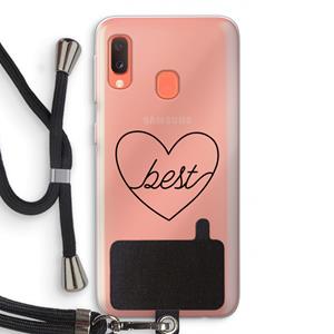 CaseCompany Best heart black: Samsung Galaxy A20e Transparant Hoesje met koord