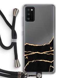 CaseCompany Gouden marmer: Samsung Galaxy A41 Transparant Hoesje met koord