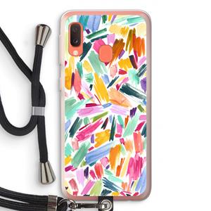 CaseCompany Watercolor Brushstrokes: Samsung Galaxy A20e Transparant Hoesje met koord