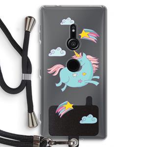 CaseCompany Vliegende eenhoorn: Sony Xperia XZ2 Transparant Hoesje met koord