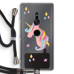 CaseCompany Roze eenhoorn: Sony Xperia XZ2 Transparant Hoesje met koord