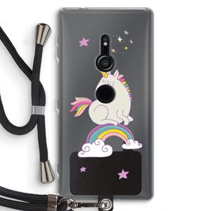 CaseCompany Regenboog eenhoorn: Sony Xperia XZ2 Transparant Hoesje met koord