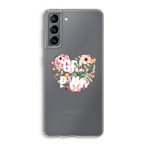 CaseCompany GRL PWR Flower: Samsung Galaxy S21 Transparant Hoesje