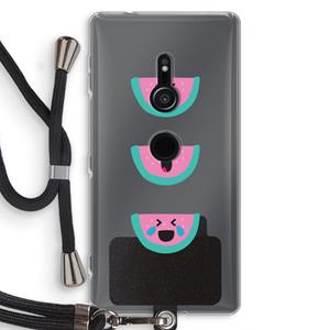 CaseCompany Smiley watermeloen: Sony Xperia XZ2 Transparant Hoesje met koord