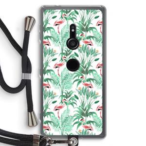 CaseCompany Flamingo bladeren: Sony Xperia XZ2 Transparant Hoesje met koord