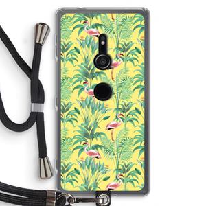 CaseCompany Flamingo party: Sony Xperia XZ2 Transparant Hoesje met koord