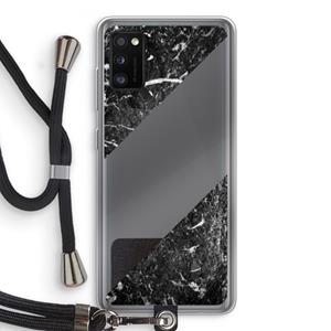 CaseCompany Zwart marmer: Samsung Galaxy A41 Transparant Hoesje met koord