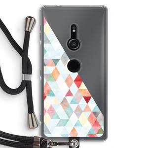 CaseCompany Gekleurde driehoekjes pastel: Sony Xperia XZ2 Transparant Hoesje met koord