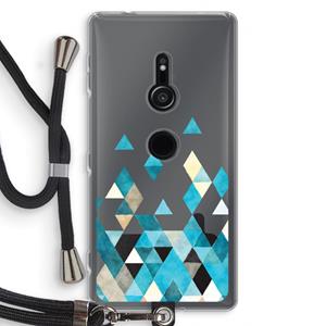 CaseCompany Gekleurde driehoekjes blauw: Sony Xperia XZ2 Transparant Hoesje met koord