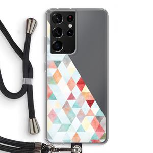 CaseCompany Gekleurde driehoekjes pastel: Samsung Galaxy S21 Ultra Transparant Hoesje met koord