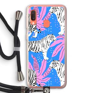 CaseCompany Tijger: Samsung Galaxy A20e Transparant Hoesje met koord