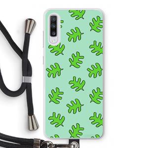 CaseCompany Groene blaadjes: Samsung Galaxy A70 Transparant Hoesje met koord