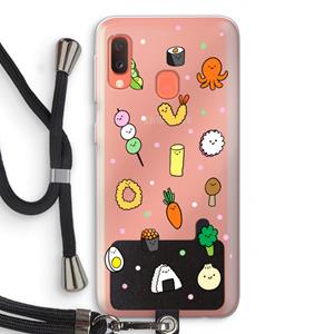CaseCompany Happy bento friends: Samsung Galaxy A20e Transparant Hoesje met koord