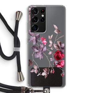 CaseCompany Mooie bloemen: Samsung Galaxy S21 Ultra Transparant Hoesje met koord