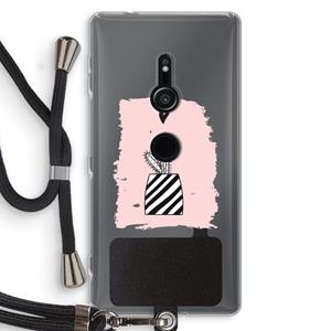 CaseCompany Zwart-wit cactus: Sony Xperia XZ2 Transparant Hoesje met koord