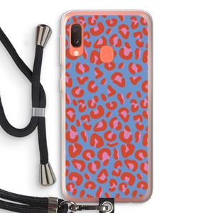 CaseCompany Leopard blue: Samsung Galaxy A20e Transparant Hoesje met koord