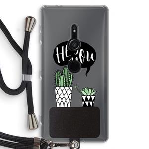 CaseCompany Hey you cactus: Sony Xperia XZ2 Transparant Hoesje met koord
